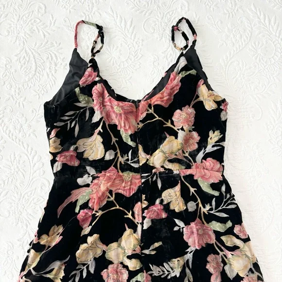 NWOT Lulus Alluring Blooms Black Floral Burnout Velvet Maxi Dress Large - Picture 5 of 7